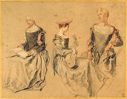Watteau Three Studies of a seated woman